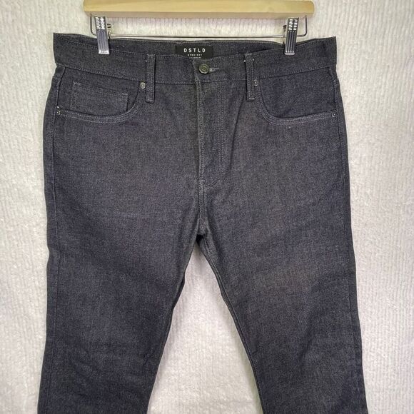 DSTLD Black Stretch Cotton Blend Button Fly Straight Leg Jeans Size 33x32 - Picture 2 of 12